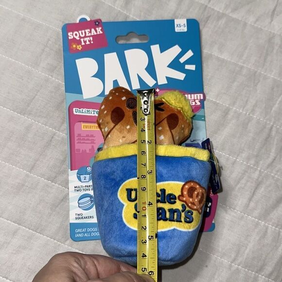 BARK Plush Uncle Stan’s Pretzel & Bucket Squeaky Dog Toy - Picture 13 of 13